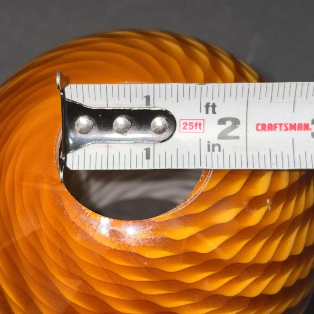 Amber Yellow Swirl Art Glass Lamp Shade Ribbed Hand Blown Replacement Globe 6